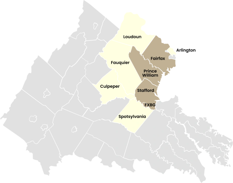 Service Area Map for Jabs Construction